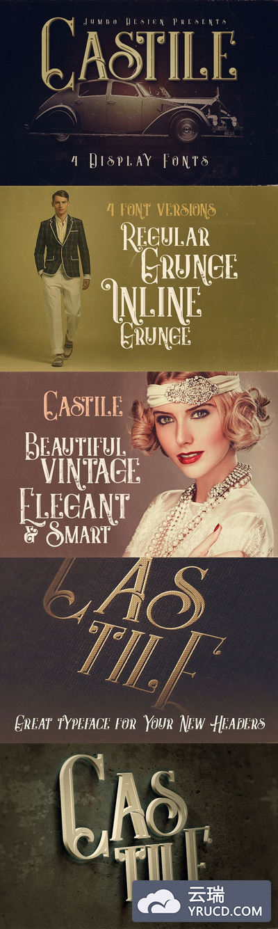 城堡神秘风格的字体 Castile - 4 Display Fonts