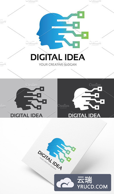 AI人工智能创意LOGO设计模板 Digital Idea