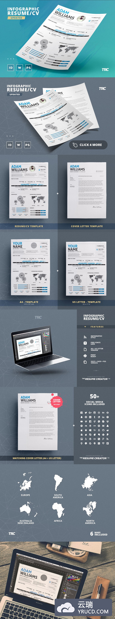 信息图表风格的简历模板 Infographic Resume/Cv Template Vol.2