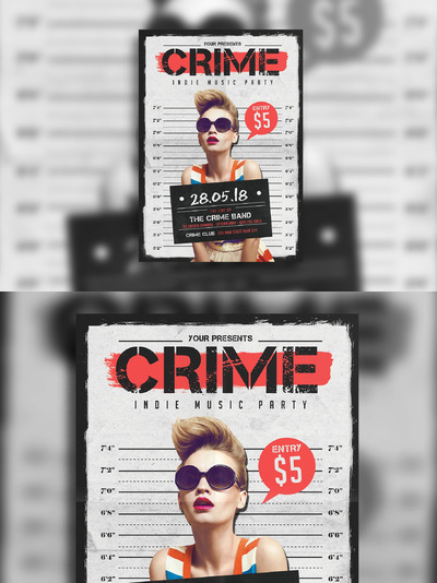 趣味恶搞罪犯风格的海报主题模板 Indie Crime Poster/Flyer