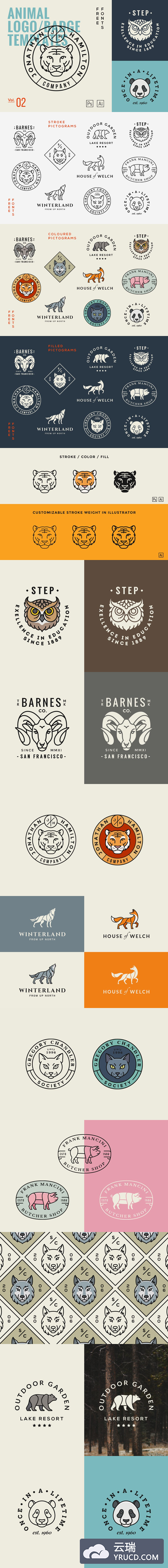 动物品牌LOGO设计模板 Animal Logo/Badge Templates Vol.2