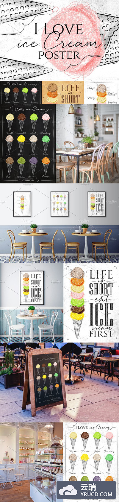 冰淇淋创意海报图形 Ice Cream Poster