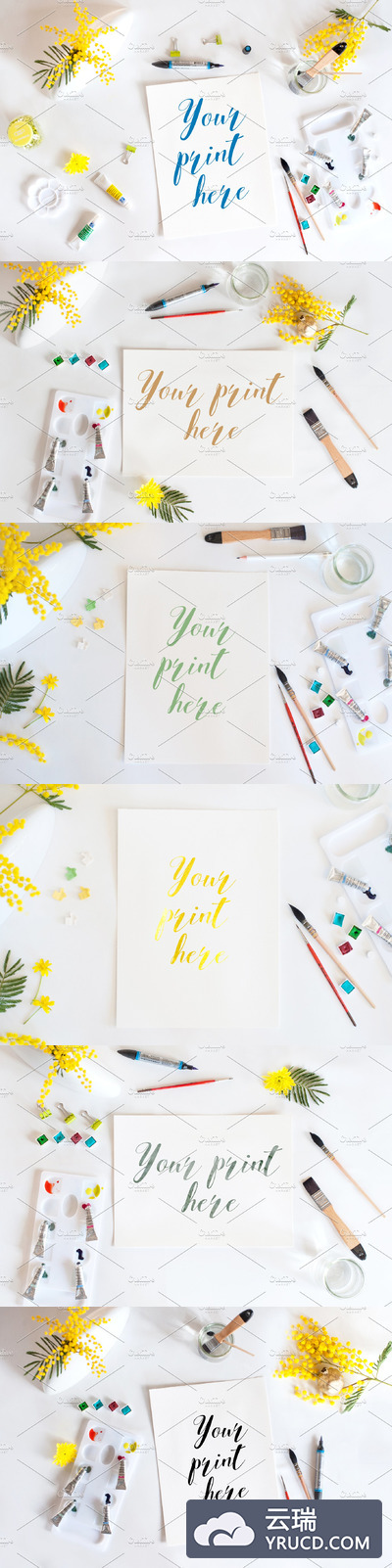 6套适合春天的样机场景 Set of 6 Mockups spring watercolor