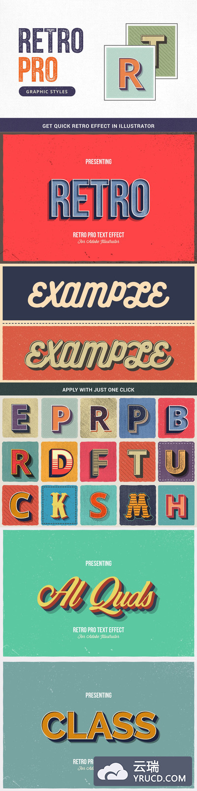时尚复古风格的RetroPro-Illustrator图形样式