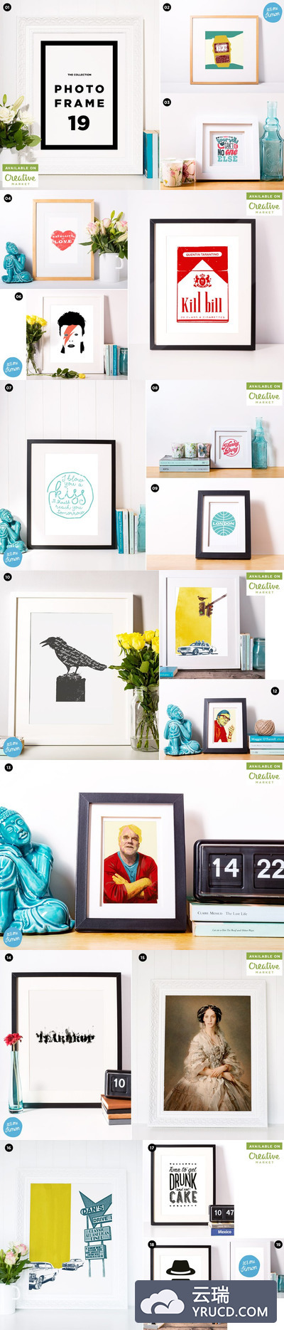 色彩活跃的相框样机模型 Photo frame mockup collection pack