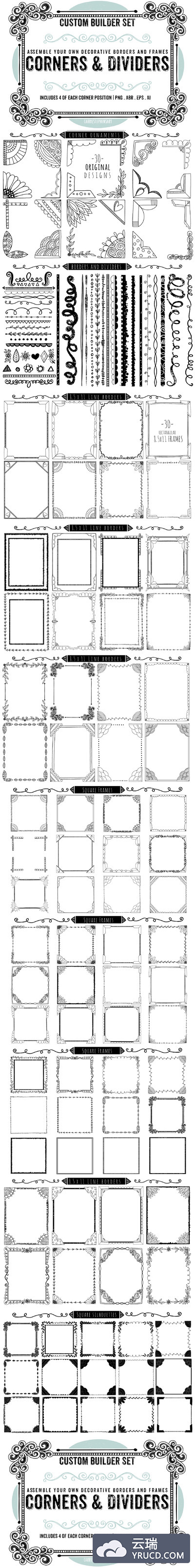 手绘涂鸦边框素材 Hand-Drawn Borders & Frame Doodles