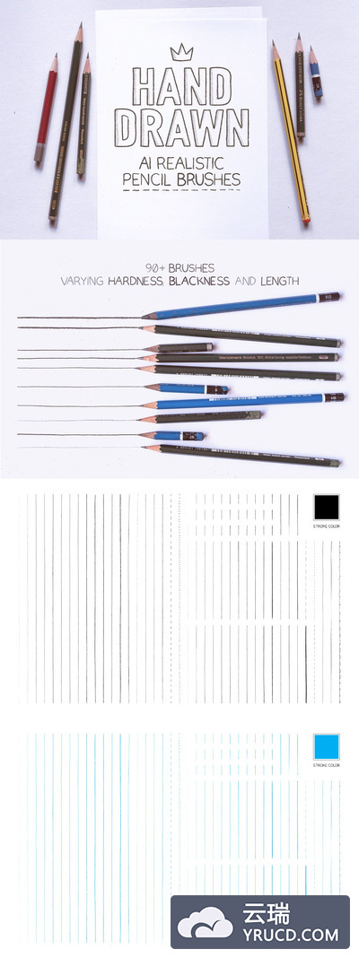 逼真的AI笔刷 Realistic graphite pencil AI brushes