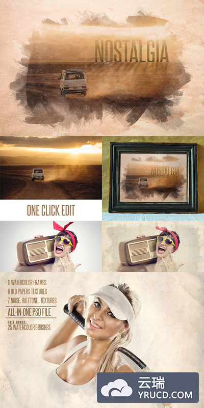 旧的水彩图层样式 Nostalgia: Old Watercolor Overlays