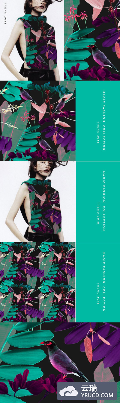 无缝的花卉树叶时尚北京纹理图形 Seamless floral patterns with leaves