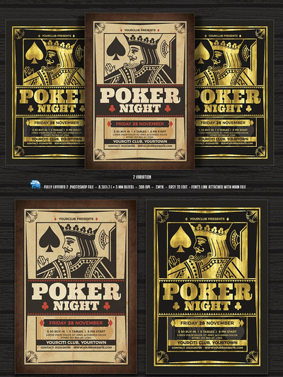 扑克之夜 夜店主题活动海报模板 Poker Night Flyer Template