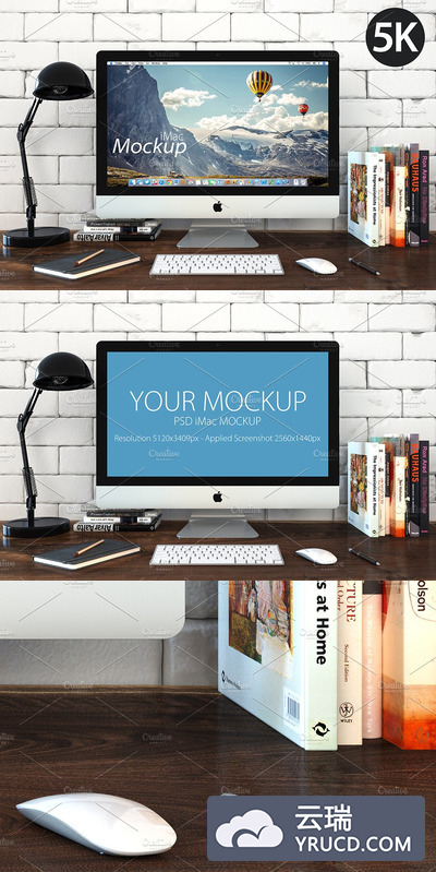 办公场景的 iMac 5K 版 一体机洋酒 iMac mockup - 5k (Loft)