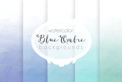 蓝色水彩背景包 Blue ombre watercolor backgrounds