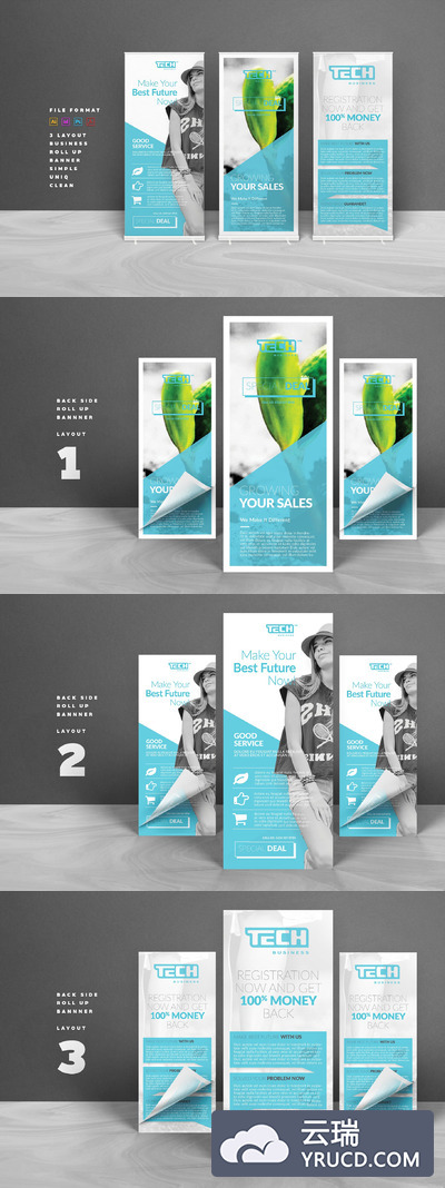 商业海报广告易拉宝设计模板 Business Banner