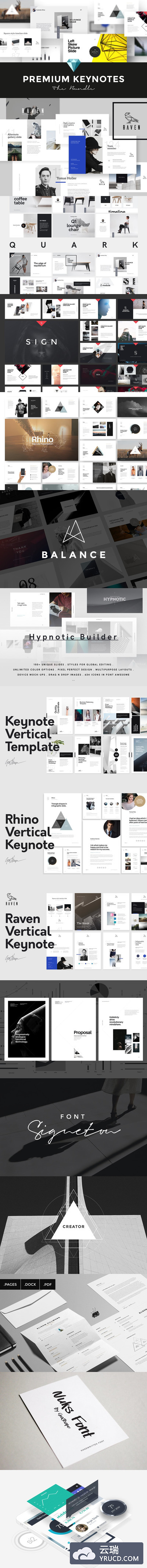 专业的设计keynote模板 Premium Keynotes Presentation Bundle