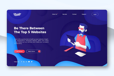 高品质的时尚高端商业商务banner企业英雄标题巨无霸着陆页设计模板