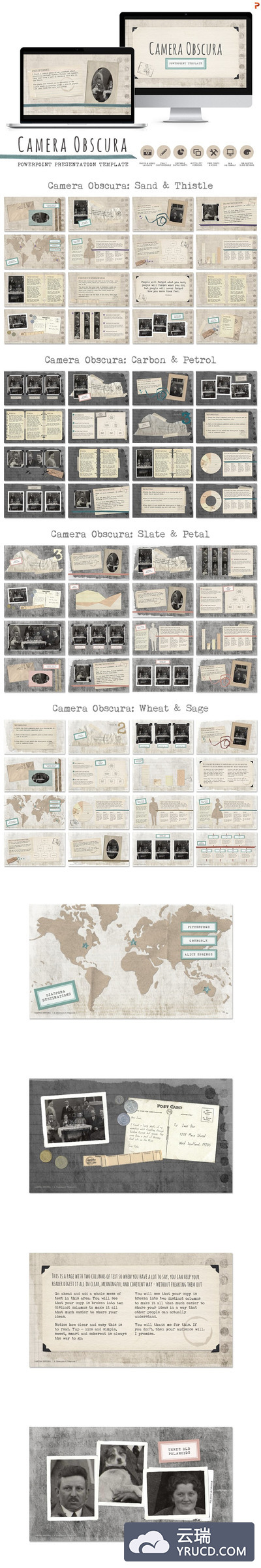怀旧的PPT模板 Camera Obscura Powerpoint Templates