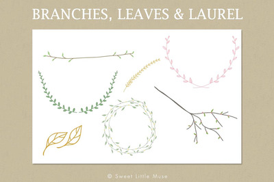 叶子和月桂树图形 Clip Art Branches, Leaves & Laurel