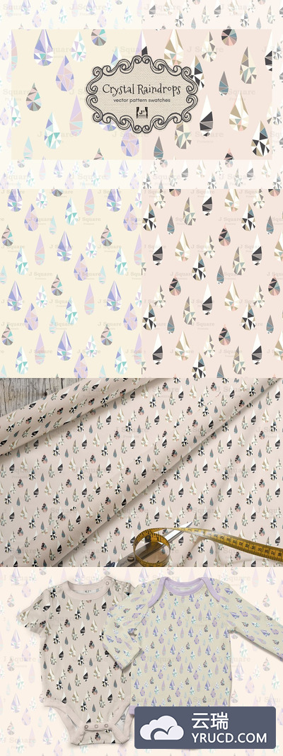 多边形雨滴图案素材 Vector Polygon Raindrop Patterns