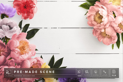 花卉场景样机 Floral Peonies Mockup Scene #005