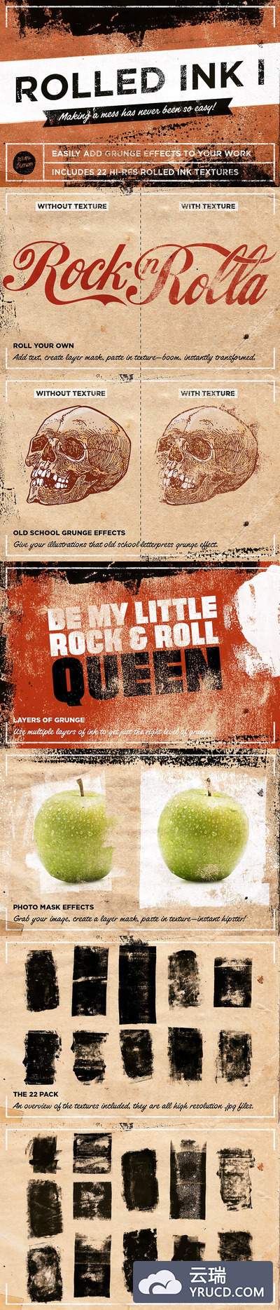 墨水滚刷背景纹理素材 Rolled ink textures