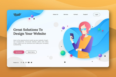 高品质的时尚高端商务人物banner企业英雄标题巨无霸着陆页设计模板