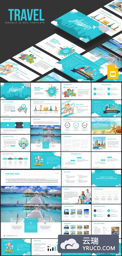 高品质的时尚旅游旅行度假Google Slides谷歌幻灯片powerpoint演示模版（pptx）