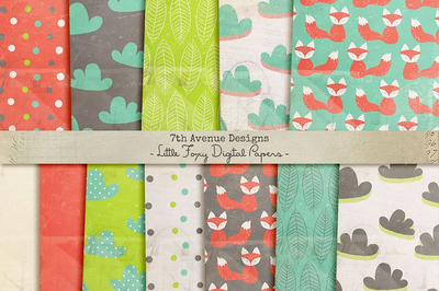 小狐狸背景纹理素材 Little Foxy Digital Papers