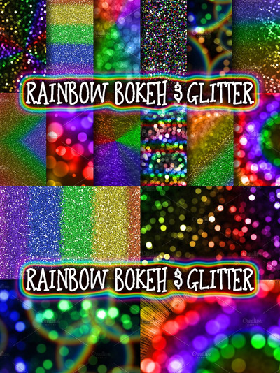 彩虹闪耀样机 Rainbow Bokeh & Glitter Backgrounds