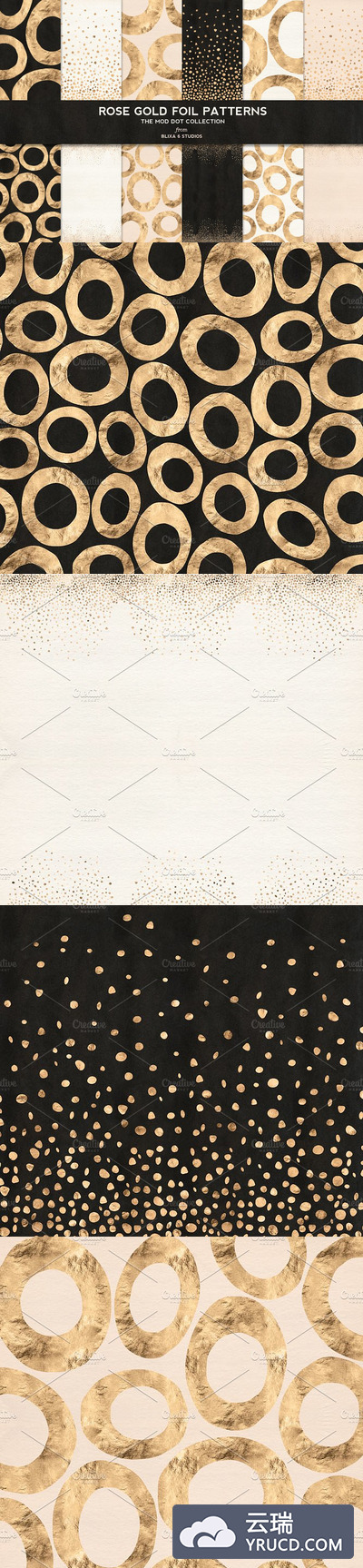 玫瑰金圆点背景纹理素材 Rose Gold Mod Dot Foil Patterns