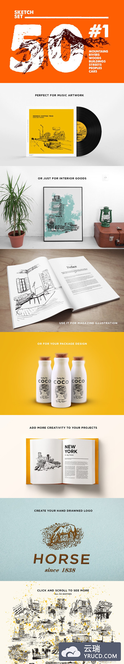 50素描图案素材 50 Sketch Set #1