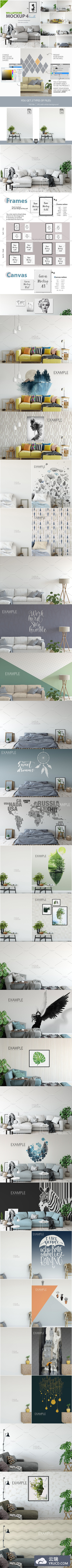 室内墙面相框样机 Interior Wall & Frames Mockup - 4