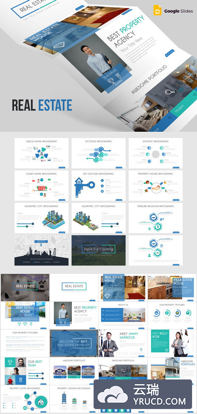 时尚严谨的多用途房地产Google Slides谷歌幻灯片powerpoint演示模板（pptx）