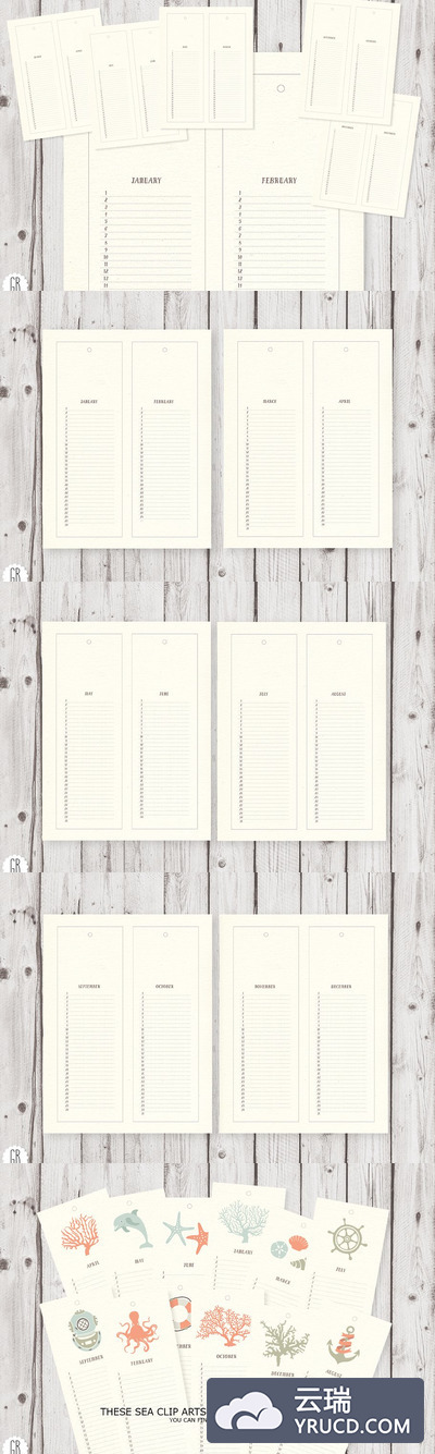 月历表模板 Calendar, perpetual monthly