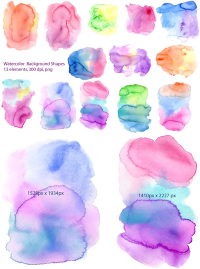 多彩水彩肌理背景素材 Watercolor Background Shape