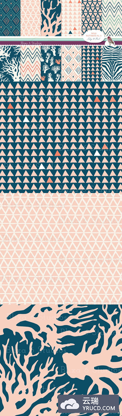 12种野外图形的几何背景纹理素材 12 Wild Geometric Digital Patterns