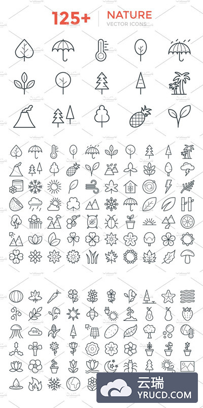 125+自然矢量图标 125+ Nature Vector Icons