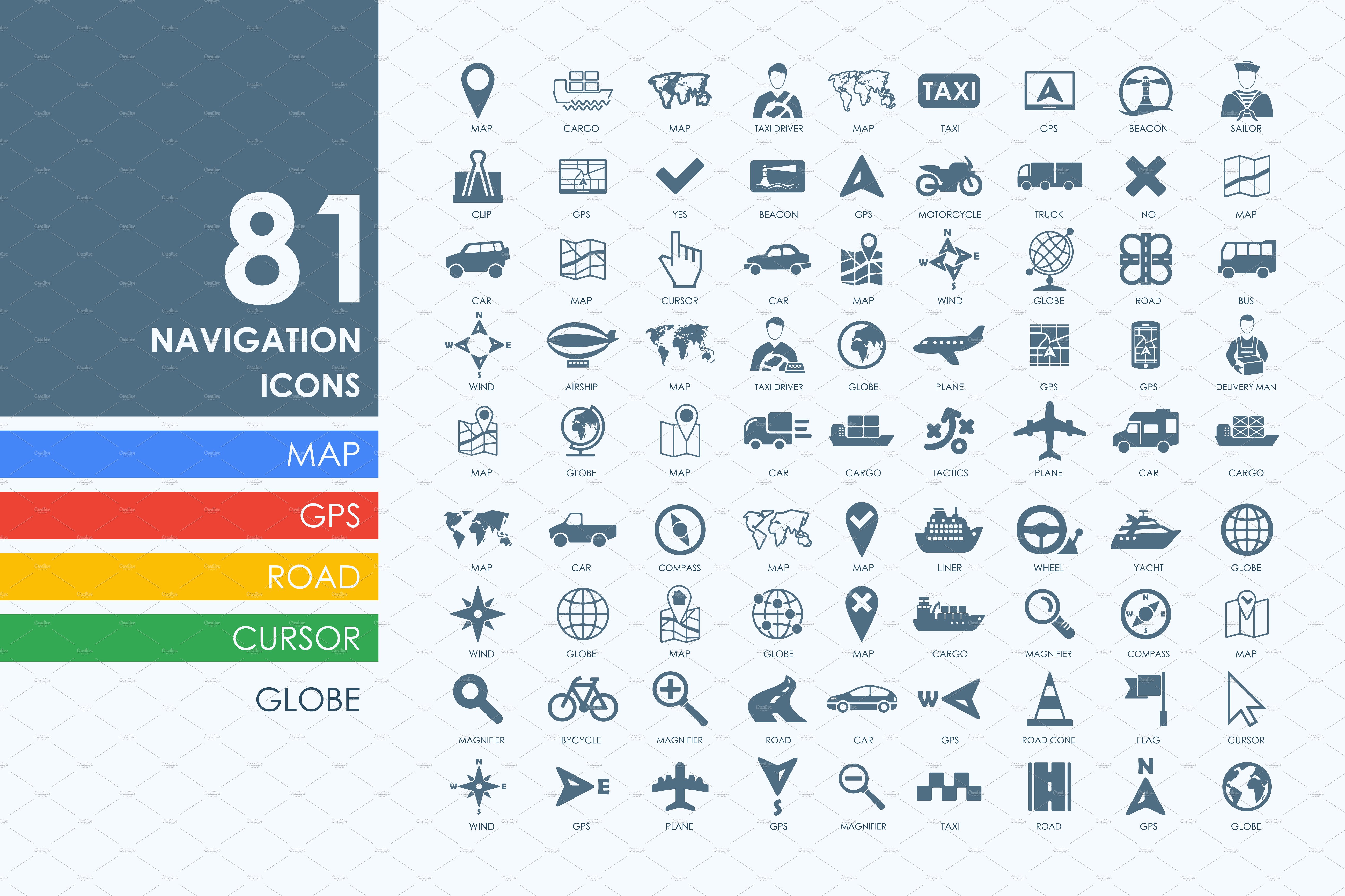 81个交通导航图标 81 navigation icons