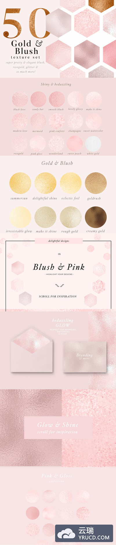 金色腮红背景纹理素材 Gold, Blush & Pink Textures