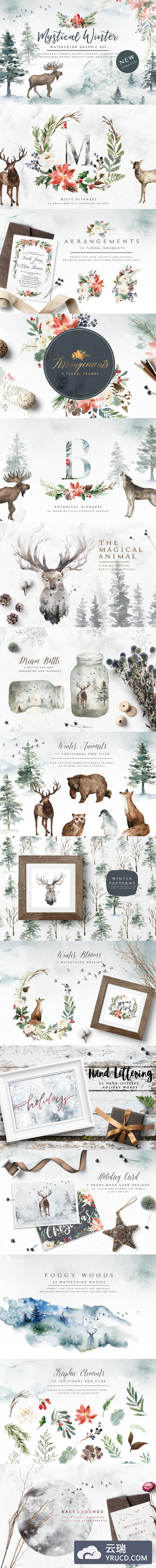 神秘的冬季植物森林素材 Mystical Winter