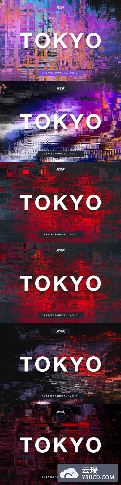 时尚个性的独特的东京风格城市小故障背景图案纹理大集合