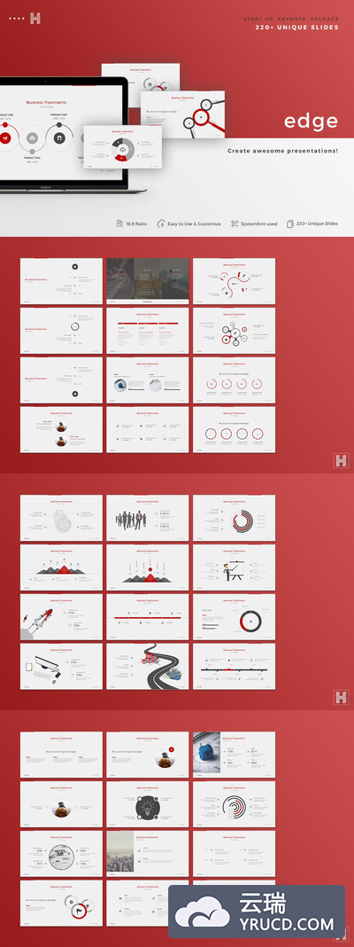高品质的时尚高端多用途的大气keynote幻灯片演示模版（key）