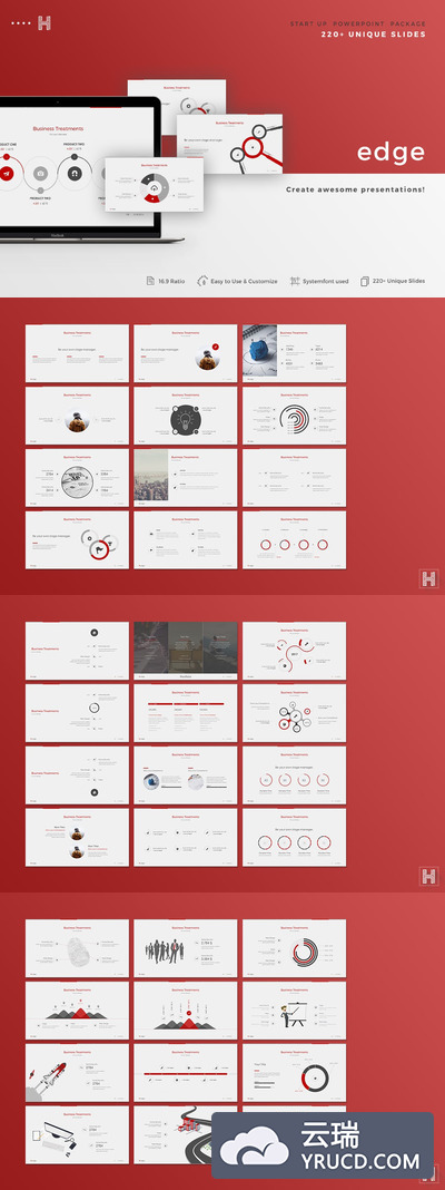 高品质的时尚高端多用途的大气powerpoint幻灯片演示模版（pptx）