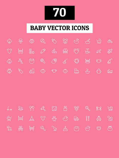 70个母婴主题的图标 70 Baby Vector Icons