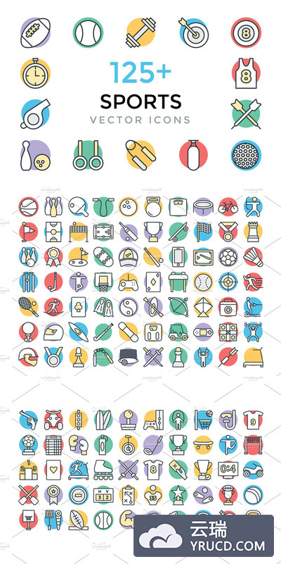 125+运动矢量图标素材 125+ Sports Vector Icons