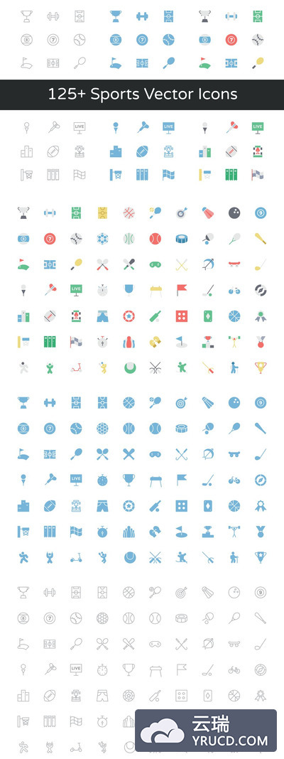 125+体育运动图标 125+ Sports Vector Icons