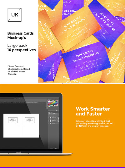 酷炫的名片设计展示模板样机 Business Cards presentations pack