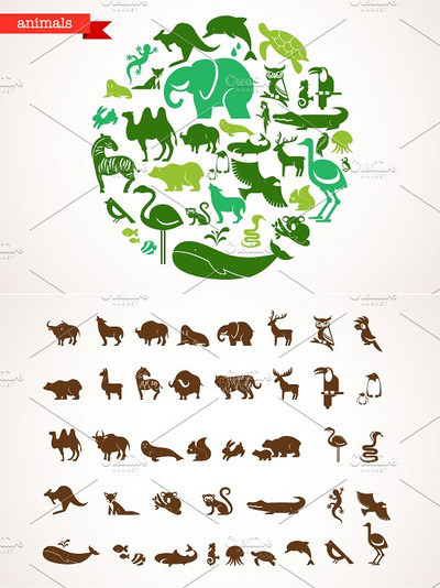 40个动物图标素材 Animals - set of 40 icons