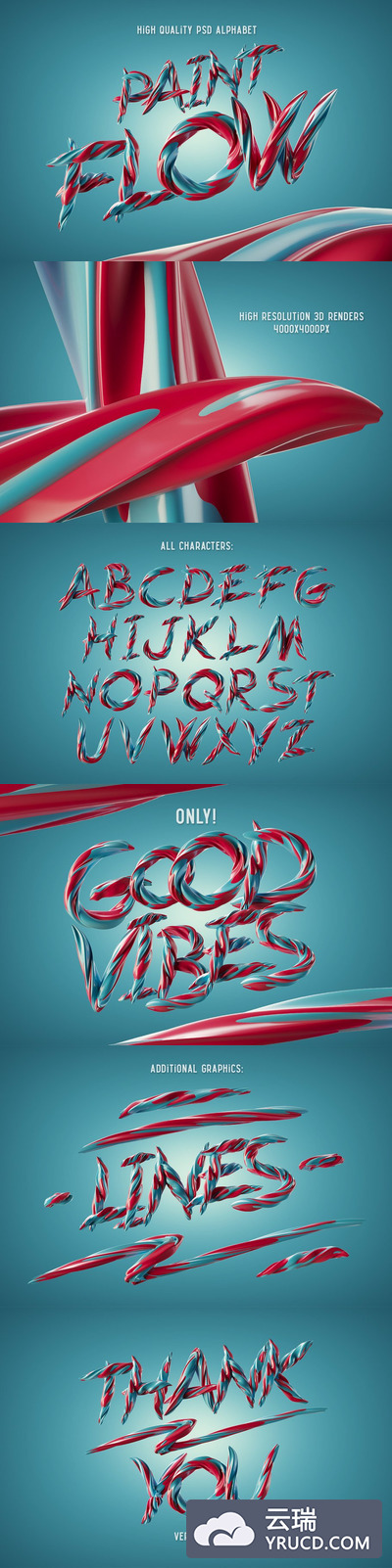 绘画风格的PSD字体文件下载 Paint Flow PSD Font