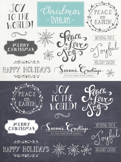 圣诞节祝福语图形 Christmas Overlays Set 1 - Vector