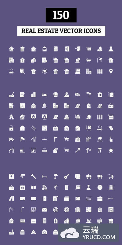 150房地产租赁相关的图标 150 Real Estate Vector Icons